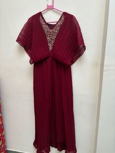 Elegant Burgundy Embellished Gown