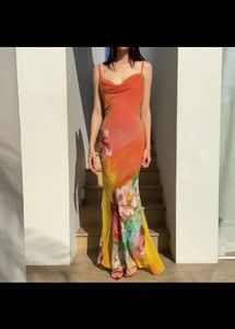 Orange Floral Dress