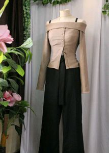 Off-Shoulder Button Top