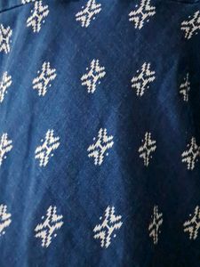 Blue &amp; White Print Fit &amp; Flare Dress