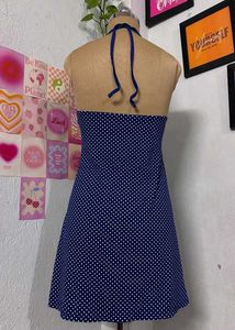 Retro Polka Dot Halter Dress