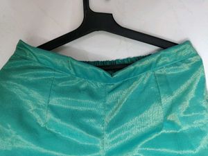 Teal Palazzo Pants with Embroidery