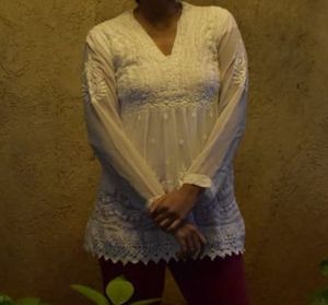 Elegant White Short Kurti