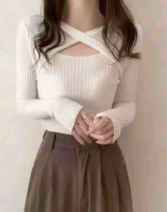 Criss-Cross Cut-Out Ribbed Knit Top