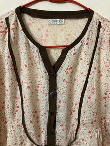 Vintage Peach Floral Korean Dress