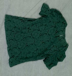 Green Lace Detail Top