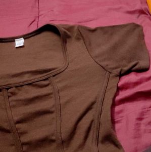Ribbed Brown Xs Top Fitting