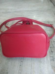 Red Bucket Style Crossbody Bag