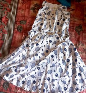 Women Schiffli  Tenis Ball Printed Dress