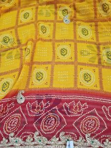Yellow Bandhani Saree