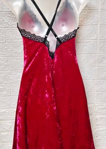 Lace &amp; Velvet Spaghetti Pink Dress