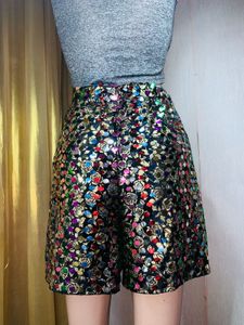 Floral Sequin Shorts