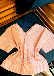 korean Striped V-Neck Top