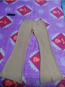 Khaki Flare Leg Trousers