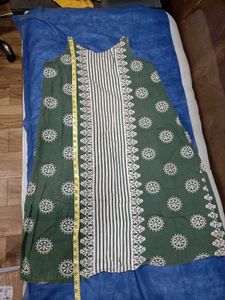 💚Sleeveless Green &amp; White Print Cotton Maxi