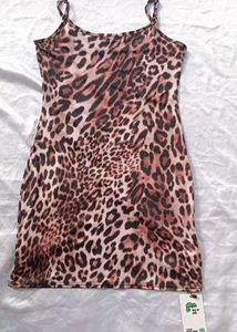 Brand New (Newme) Brown Leopard Print Mini Dress