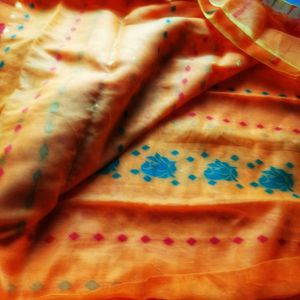 Brand New yellow dhakai saree