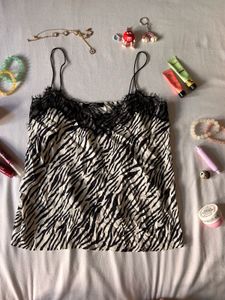 Bershka Laced Animal Print Strappy Top