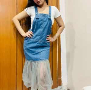 Denim Dungaree Frill Dress