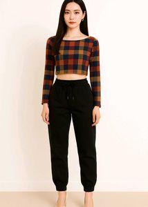 Korean Plaid Cord Set