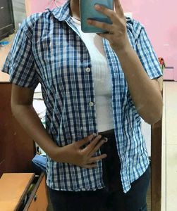 Blue Checker Shirt For Women