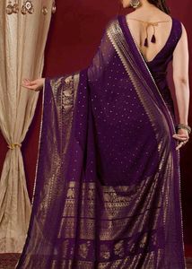 Discount sale 😍Elegant Purple Saree(wine colour)