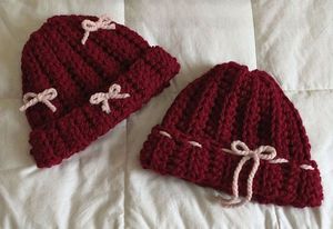 Crochet Beanie with Bows