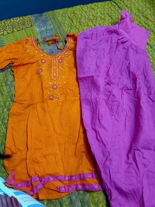 Orange Embroidered Kurta Set