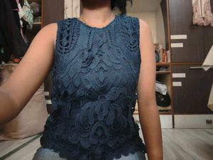 Navy Lace Tank Top