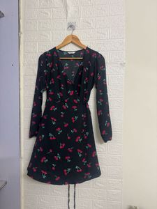 Cherry Print Wrap Dress
