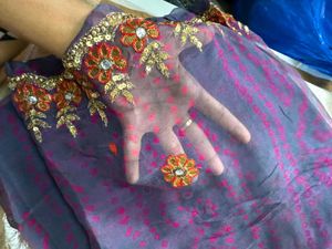 Embroidered Purple &amp; Pink Sari