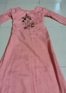 Embroidered Peach Kurti