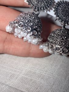 Silver Jhumka Earrings pair