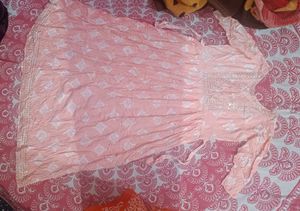 Peach Printed Kurta