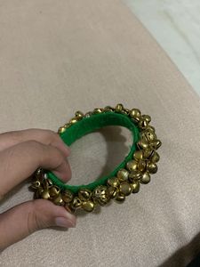Green &amp; Gold Jingle Bangle