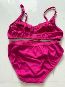Pink Lace Bra and Panty Set