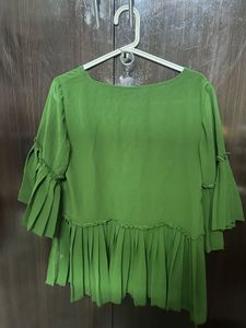 Green Ruffle Sleeve Top