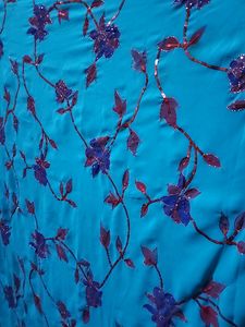 Pretty Blue Chiffon Saree With Sequins Work
