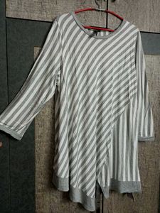 Casual Striped Hem Tunic Top