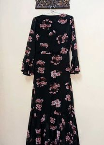 Black Floral Wrap Dress
