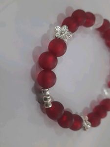 Red Beaded Floral Bracelet