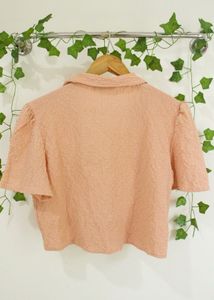 Peach Textured Crop Top