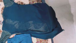 Elegant Teal Embellished Indian Outfit