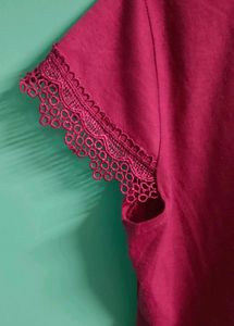 Elegant Pink Lace Trim Top