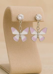 Elegant Lavender &amp; White Butterfly Earrings