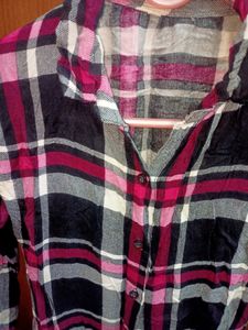Rayon Check Shirt With Capri