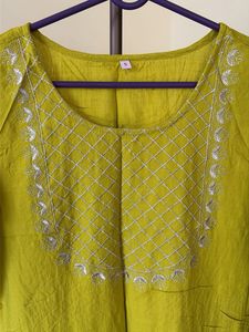 Fluorescent Green Embroidered Kurta