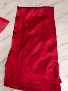 A Pretty Red Colour Net Embroidered Saree
