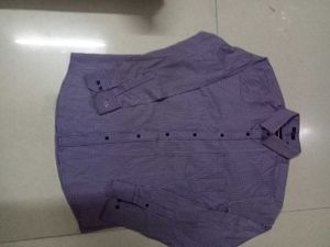 Checked Polyester Blue Shirt