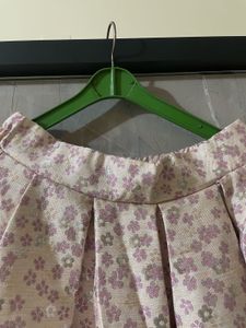 Pastel Floral Pleated Jacquard Skirt